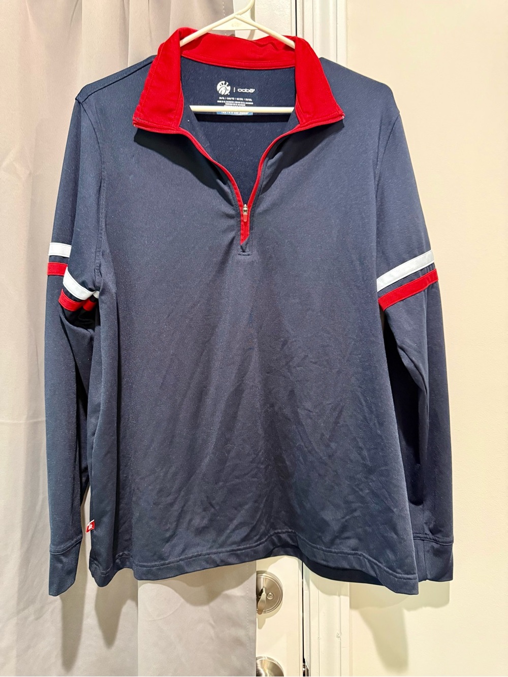 Unisex Chickfila: Navy Half-Zip Pullover with Red Trim